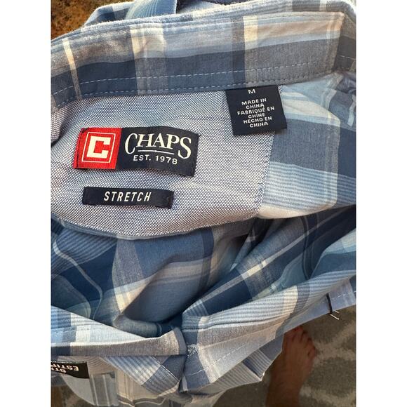 Chaps Men’s Blue Plaid Short Sleeve Button-Down Shirt – Size L NWT - Picture 11 of 12